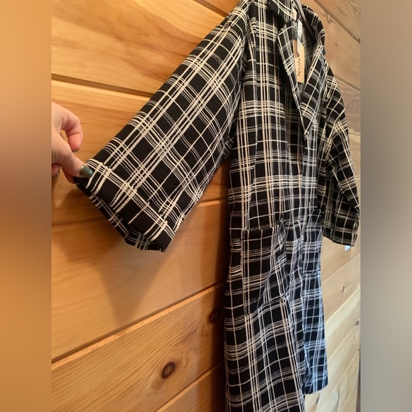 LF Lightweight Plaid Black And White Woman’s Coat NWT Size 14 100% Polyester - Picture 5 of 13